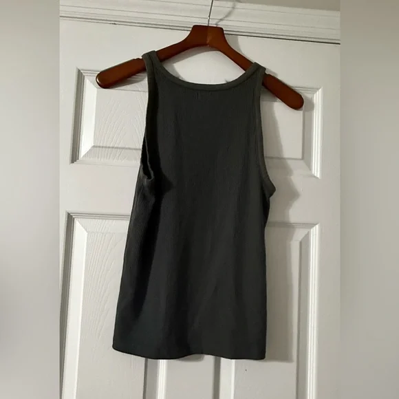 Faherty Gray Ribbed Sleeveless Tank Top - Large - Picture 7 of 7